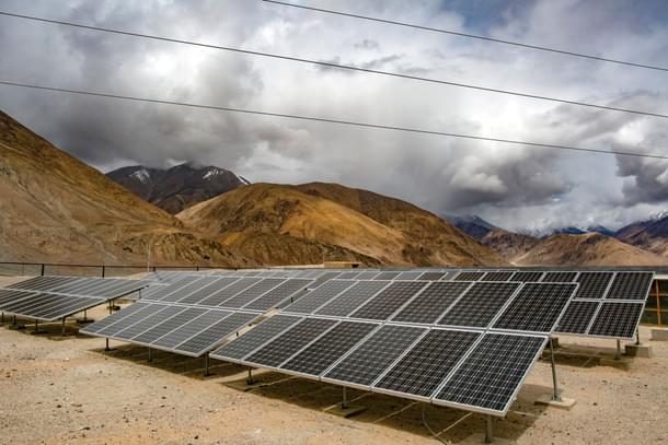 Solar panels set up in Ladakh’s Yarat village (Allison Joyce/Getty Images)