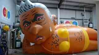 The balloon of London Mayor Sadiq Khan in a bikini (Image via Twitter)