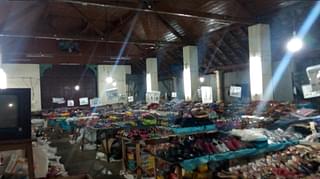 Inside the library hall, where Hindus are supposed to read and organise cultural and spiritual events –  now filled with footwear. Symbolic?
