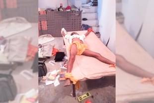 Body of one of the sadhus in Auraiya temple 