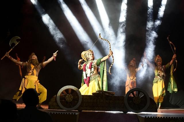 Artists perform the ‘Ramlila’ narrating the life of Lord Rama  in New Delhi. (Sonu Mehta/Hindustan Times via GettyImages)