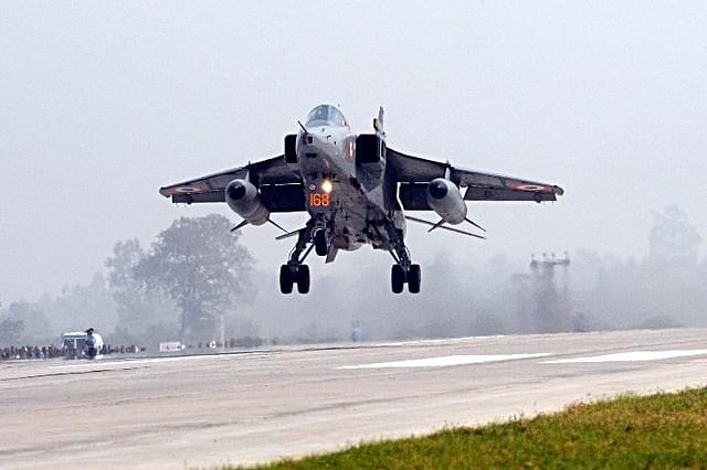 A Jaguar fighter plane makes touchdown on the Lucknow-Agra Expressway - Representative image (Photo by Subhankar Chakraborty/Hindustan Times via Getty Images)