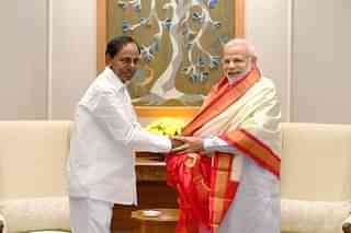 KCR at the meeting with PM Modi. (pic via Twitter)