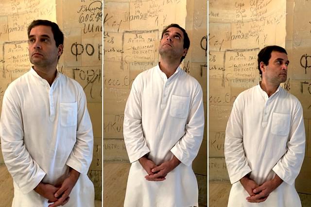 Rahul Gandhi is seen looking in various directions while standing inside the German federal parliament Bundestag. (Congress/Twitter)