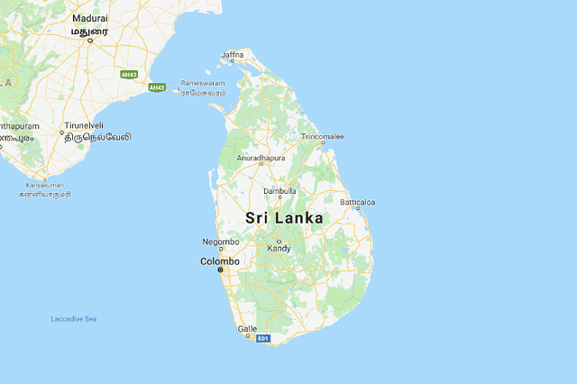 Sri Lanka. (via Google Maps)
