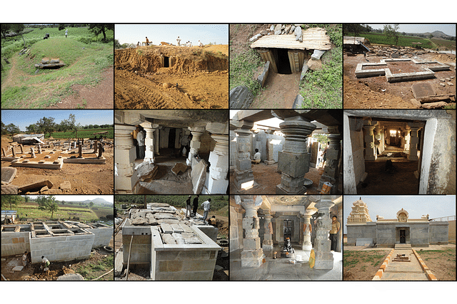 Different phases of restoration of the Sri Kalleshwara Temple of Kabbura in Haveri District.