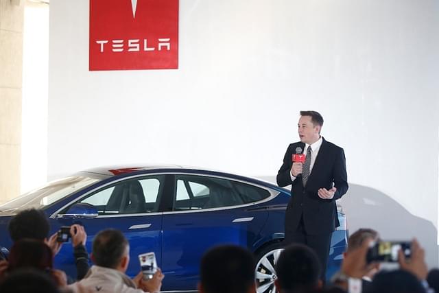 Elon Musk launching a Beta version of Tesla’s V7.0 for the Model S in China in 2015 (VCG/VCG via Getty Images)