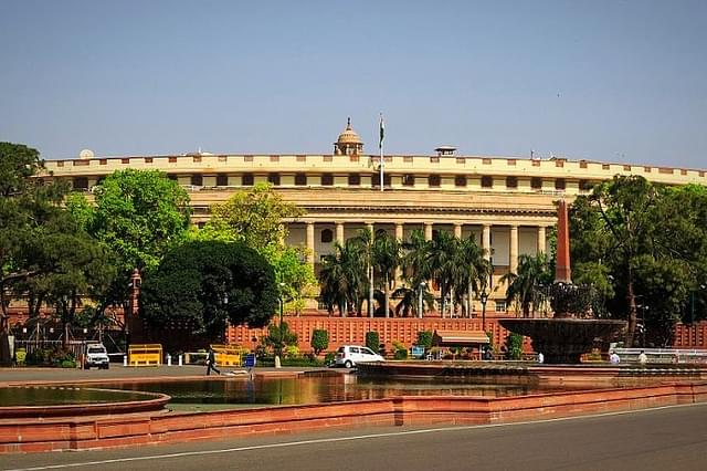 Chamber of Rajya Sabha, Sansad Bhavan, Sansad Marg, New Delhi, India (© A.Savin, Wikimedia Commons)