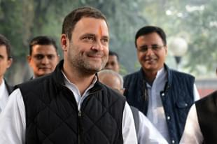 Rahul Gandhi with party leaders. (Parveen Negi/India Today Group/GettyImages) 