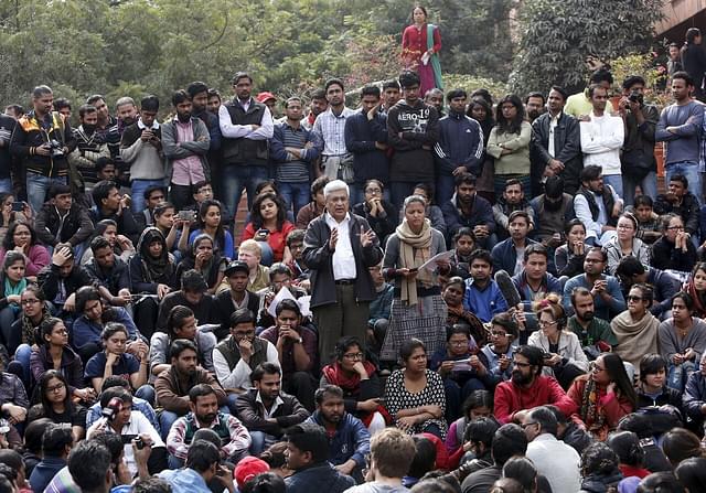 Protest led by left-wing groups in Jawaharlal Nehru University.           