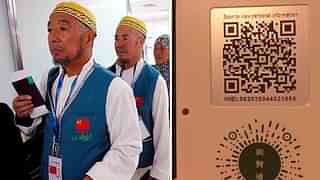 Muslims from China going to Saudi Arabia for Hajj pilgrimage (L) and GPS tag (R). 