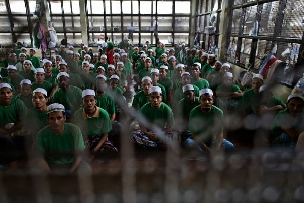 Illegal Rohingya immigrants at an immigration detention centre. 