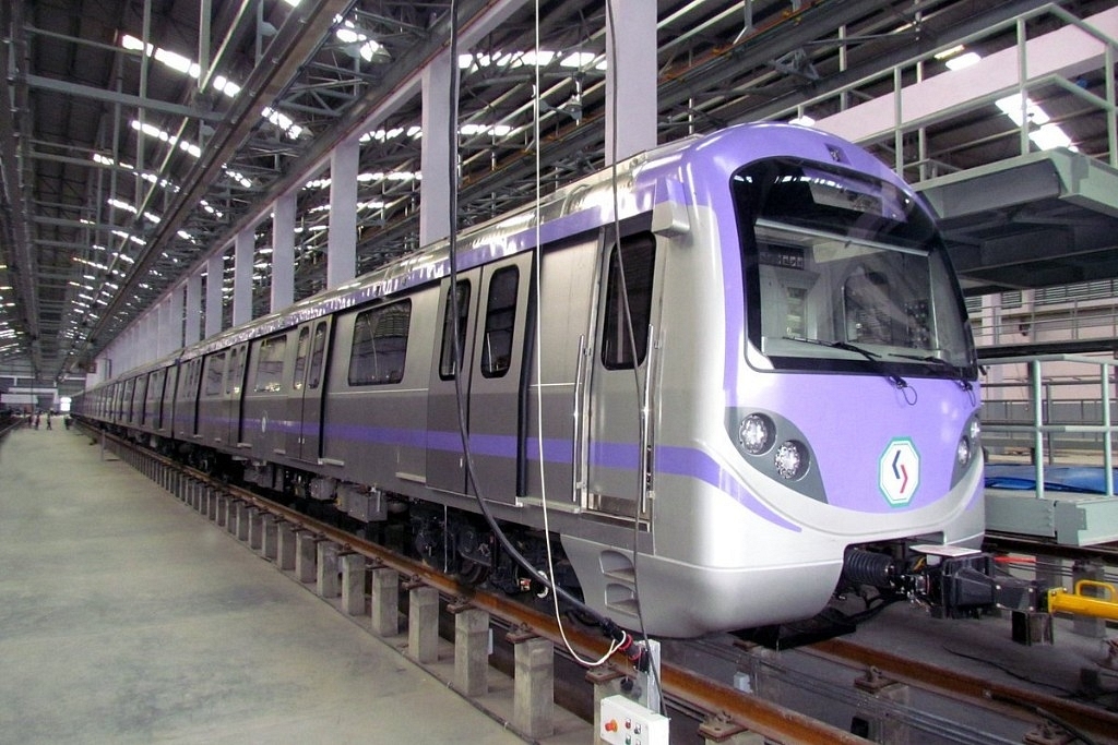 A BEML train for Kolkata’s East-West Metro at the manufacturing unit in Karnataka (Image via Twitter)
