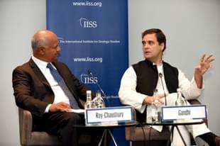 Rahul Gandhi during his address at IISS in London. (IISS/Twitter)