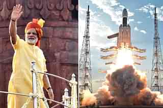 Prime Minister Narendra Modi at the Red Fort (L) and Mark-III test launch (R).