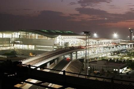 Hyderabad International Airport at night