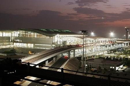 Hyderabad International Airport at night
