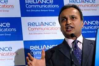 RCom chairman Anil Ambani speaking at an event at the company’s headquarters in Mumbai. (Abhijit Bhatlekar/Mint via Getty Images)