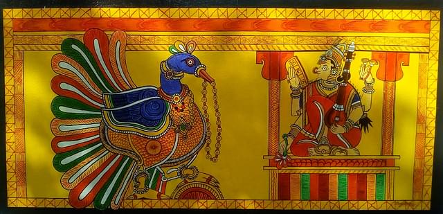 A Tamil Nadu painter has painted Saraswati using ‘Chitrakathi’ style.