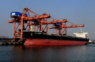 A ship anchored at Visakhapatnam Seaport on 2 February 2016 in Visakhapatnam, India. (Abhijit Bhatlekar/Mint via Getty Images) 