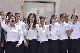 Newly recruited women pilots on the eve of Women’s Day at SpiceJet Training Academy (Photo by Sanjeev Verma/Hindustan Times via Getty Images)