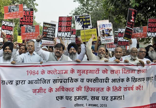 Protest demanding action in 1984 riots case (Sushil Kumar/Hindustan Times via Getty Images)