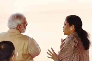 Prime Minister Narendra Modi with Finance Minister Nirmala Sitharaman. (Arvind Yadav/Hindustan Times via Getty Images) 