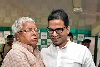 Prashant Kishor (R) with Lalu Prasad Yadav. (Arun Sharma/Hindustan Times via Getty Images)