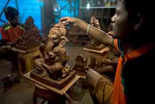 An eco-friendly Ganesh idol. (representative picture) (Pratik Chorge/Hindustan Times via Getty Images)