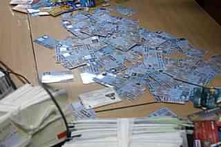 PAN cards recovered by police. (Imtiyaz Khan/The India Today Group/Getty Images) 