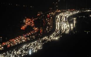 Vehicles stuck in long traffic jam at Delhi-Gurgaon expressway. (Parveen Kumar/Hindustan Times via Getty Images) 