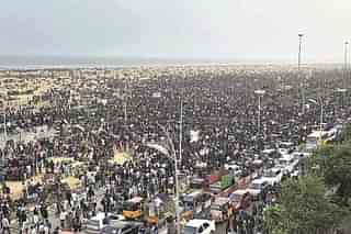 Protestors at the Marina Beach in Chennai. (pic via Twitter)