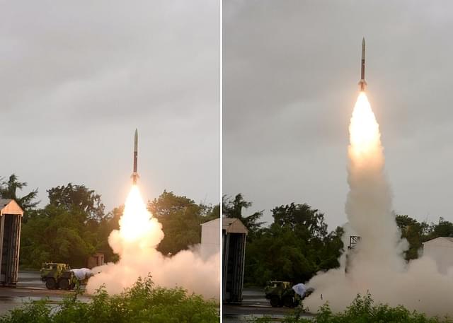 Test launch of the Prahaar missile by DRDO. 