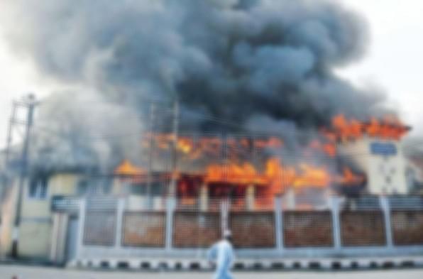 A school set ablaze in the Kashmir Valley last year. (Representative Image)