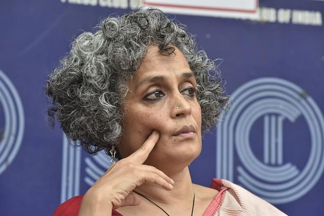 Arundhati Roy during a press conference in New Delhi.  (Sonu Mehta/Hindustan Times via Getty Images)