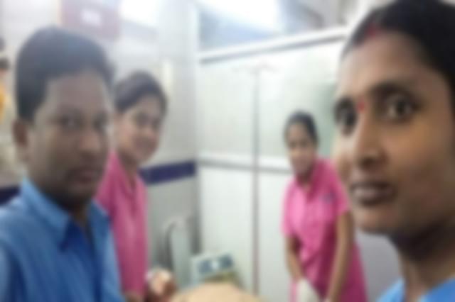 The selfie clicked by the four hospital employees which has gone viral. &nbsp;
