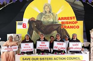 Nuns hold placards during a protest demanding justice after an alleged sexual assault of a nun by a bishop. (Vivek Nair/Hindustan Times via Getty Images)