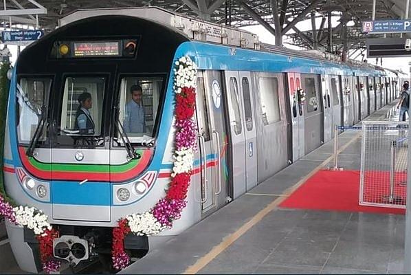 The newly inaugurated Hyderabad Metro line between Ameerpet -LB Nagar (hmrgov/Twitter)