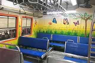 Newly decorated ladies coaches in Mumbai’s suburban trains. (pic via Twitter)