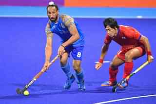 Sardar Singh at a match between Japan and India during the Asian Games in Jakarta, Indonesia. (Robertus Pudyanto/Getty Images)
