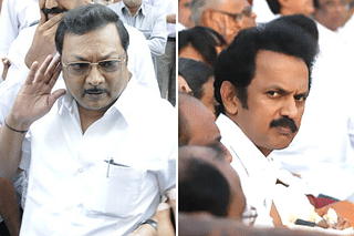Brothers MK Alagiri (left) and MK Stalin (right)
