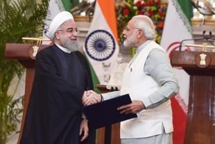 Iran President Dr Hassan Rouhani with PM Narendra Modi in New Delhi.  (Vipin Kumar/Hindustan Times via Getty Images) 