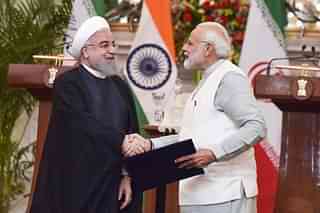 Iran President Dr Hassan Rouhani with PM Narendra Modi in New Delhi.&nbsp; (Vipin Kumar/Hindustan Times via Getty Images)&nbsp;