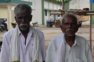 Farmers Kuppan and Gopal (right) relax at Ammoor regulated market after having sold their produce through eNAM.