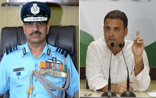 Air Marshal Shyam Bihari Prasad Sinha and Congress President Rahul Gandhi. 
