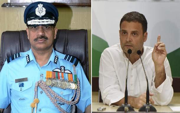 Air Marshal Shyam Bihari Prasad Sinha and Congress President Rahul Gandhi. 
