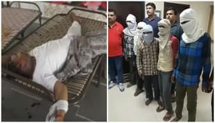 (Left) Body of one of the sadhus at the murder site (right) Arrested accused