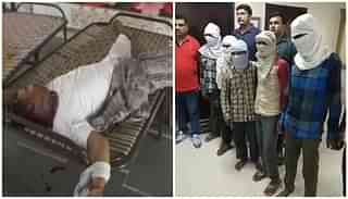 (Left) Body of one of the sadhus at the murder site (right) Arrested accused