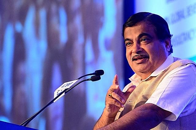 Union Minister Nitin Gadkari Addressing an Audience at a Conference in Delhi. (Photo by Shekhar Yadav/India Today Group/Getty Images)