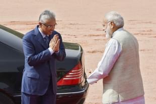 Prime Minister Narendra Modi with Mauritian Prime Minister Pravind Kumar Jugnauth.(Photo by Vipin Kumar/Hindustan Times via Getty Images)